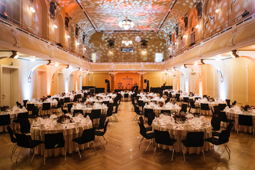 Grand ballroom gala dinner setup Slovenia